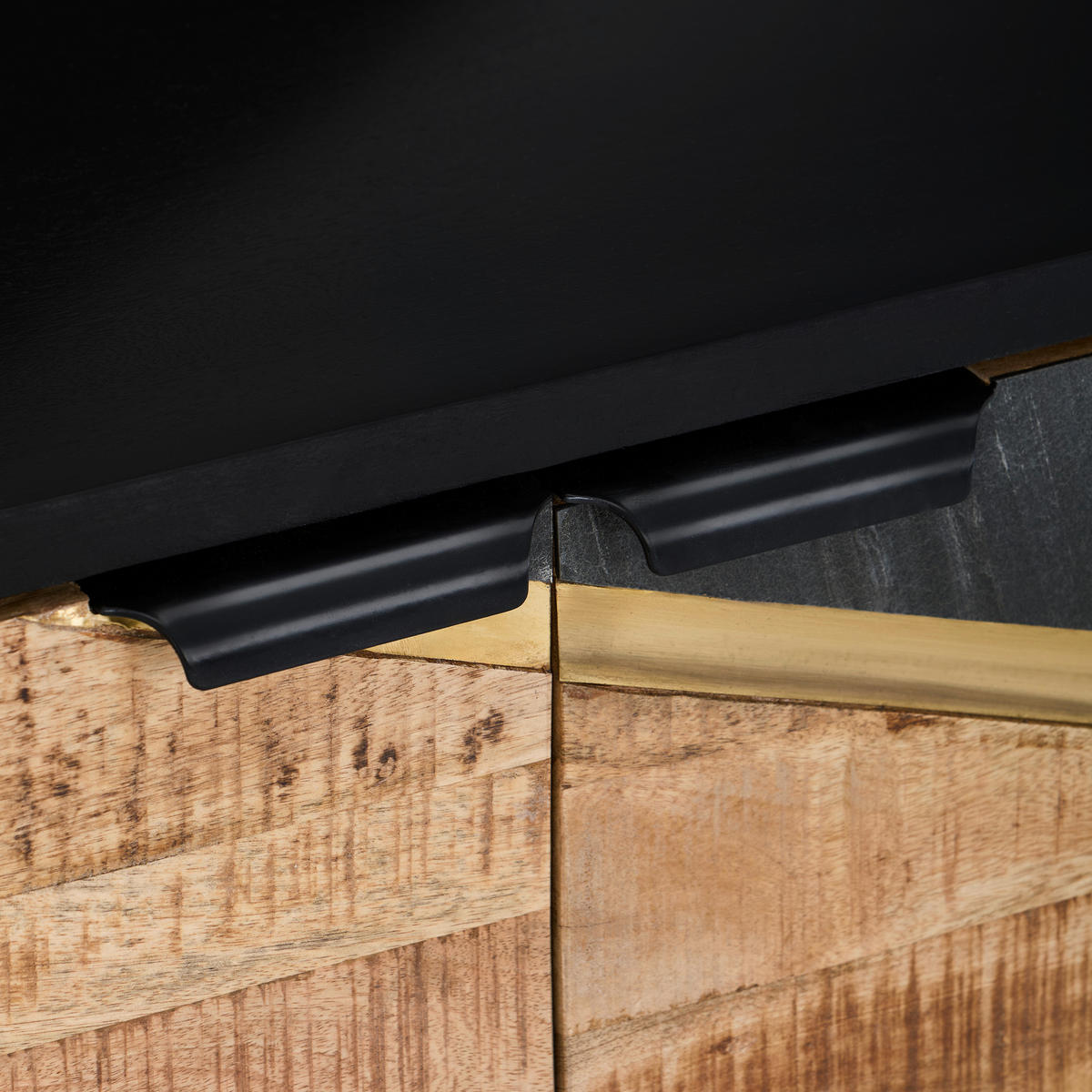 SIDEBOARD  160/78/42 cm  - Goldfarben/Schwarz, Design, Holz/Metall (160/78/42cm) - Livetastic