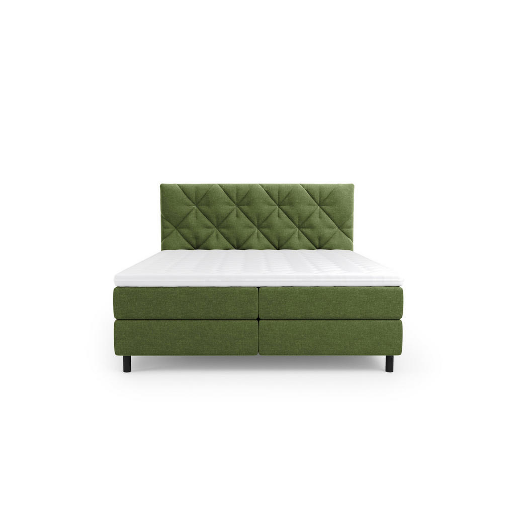 Thumbnail - Esposa Boxbett, Grün, Textil, H3, Höhe ca. 20 cm, 160x200 cm, Bettkasten, Matratze, gepolstertes Kopfteil, Federkernmatr...