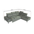 ECKSOFA Greige Flachgewebe Rücken echt, Kopfteilverstellung, Sitzvorzug  - Greige/Schwarz, MODERN, Textil/Metall (210/258cm) - Landscape