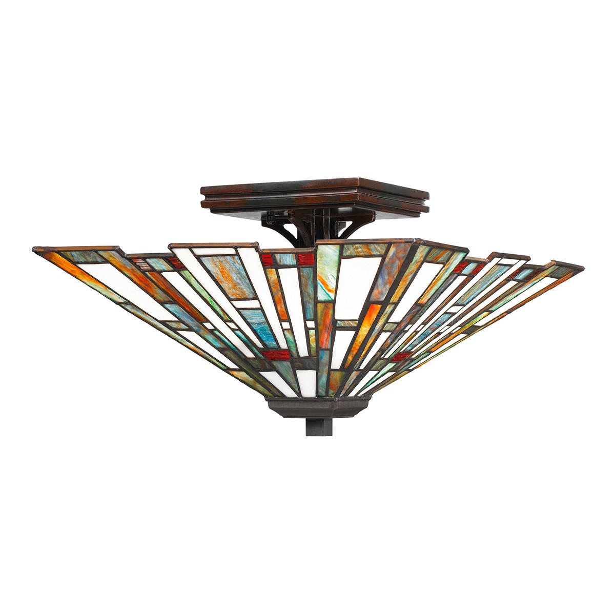 STROPNA SVETILKA Maybeck 36.7/19.6 cm   - večbarvno/temno rjava, Konvencionalno, kovina/steklo (36.7/19.6cm) - Elstead Lighting