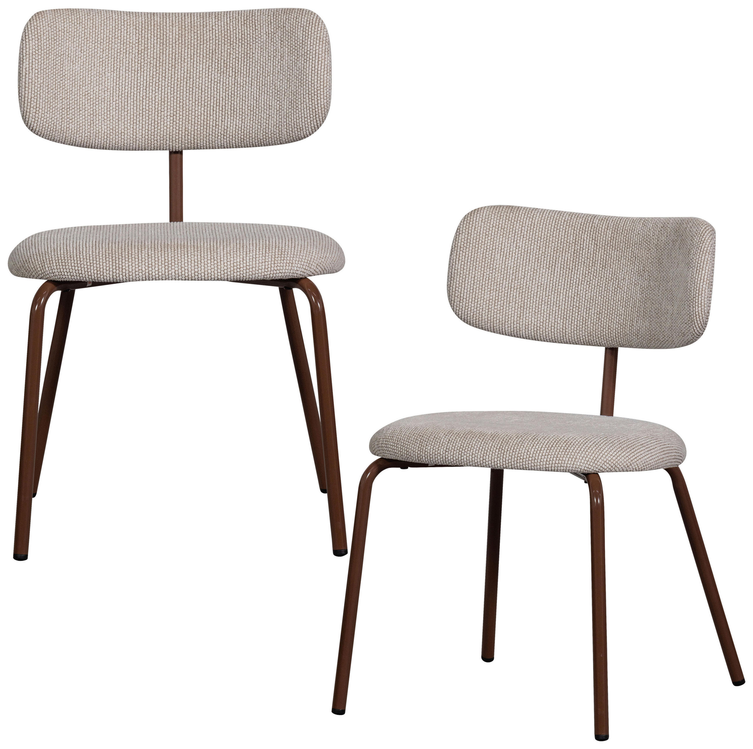 STUHL-SET 2 Stück  in Eisen Webstoff  - Braun/Weiß, MODERN, Textil/Metall (48/75/53cm) - Livetastic