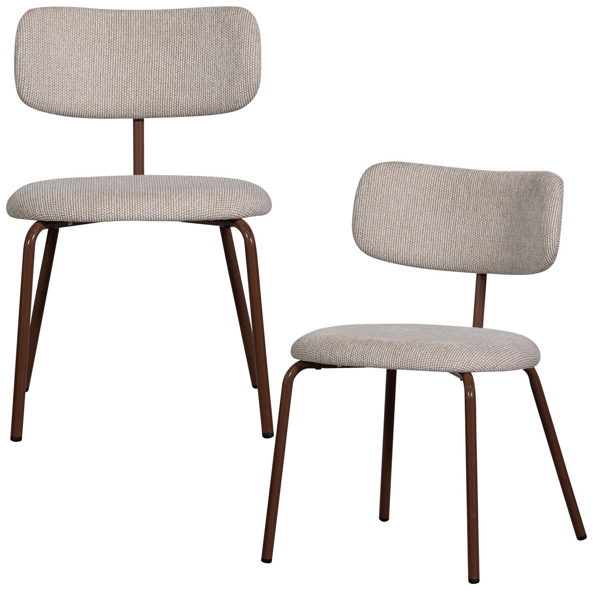 STUHL-SET 2 Stück  in Eisen Webstoff  - Braun/Weiß, MODERN, Textil/Metall (48/75/53cm) - Livetastic