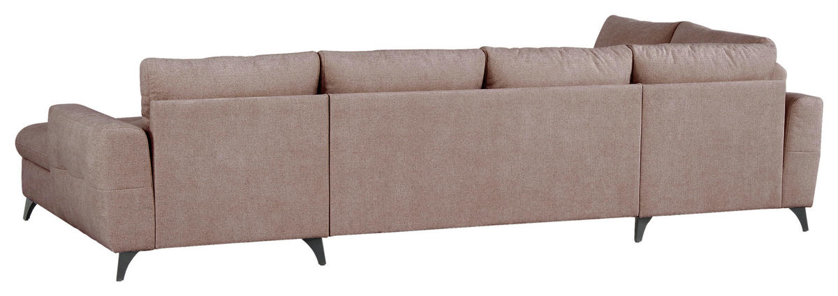 WOHNLANDSCHAFT Rosa Chenille  - Schwarz/Rosa, KONVENTIONELL, Textil/Metall (188/340/160cm) - Xora