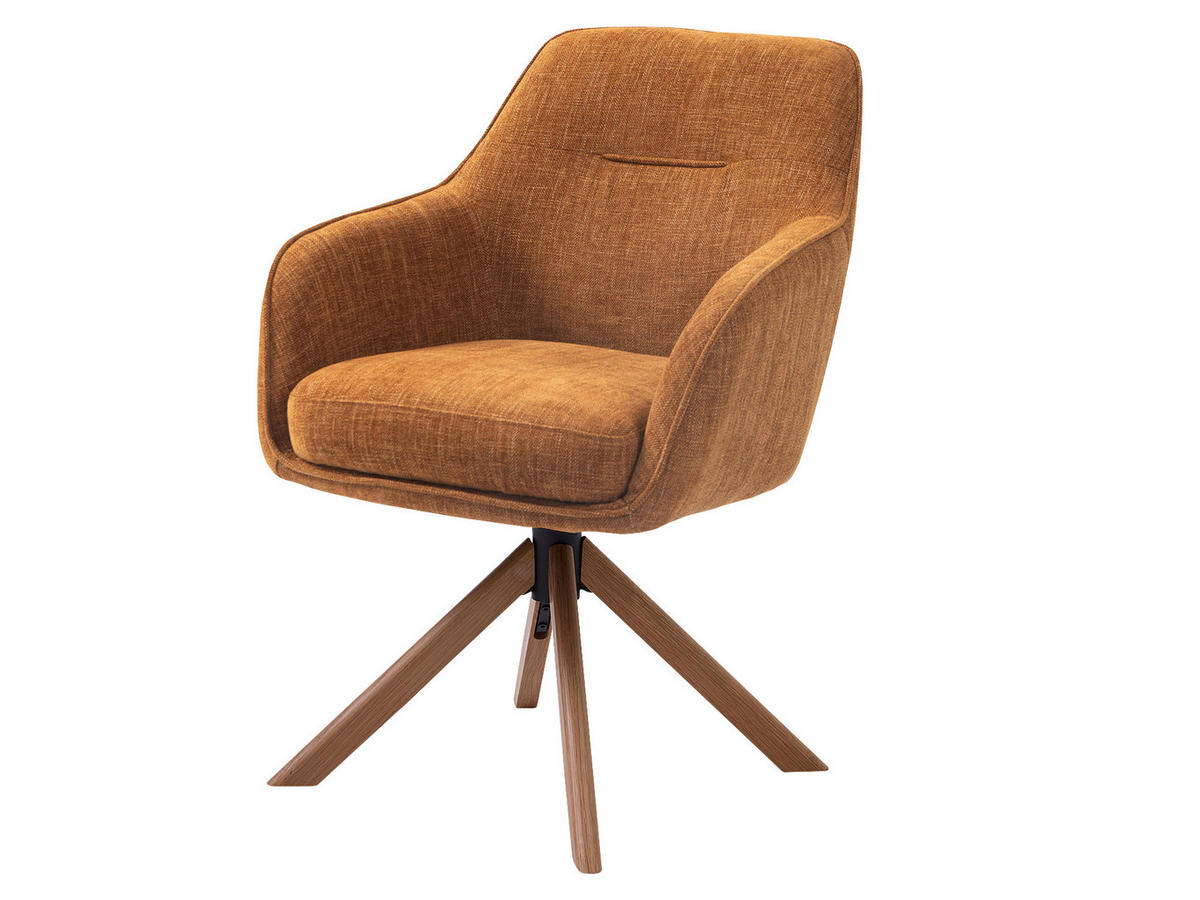 ARMLEHNSTUHL-SET 2 Stück  in Chenille  - Rostfarben/Naturfarben, MODERN, Holz/Textil (59/87/65cm) - Livetastic