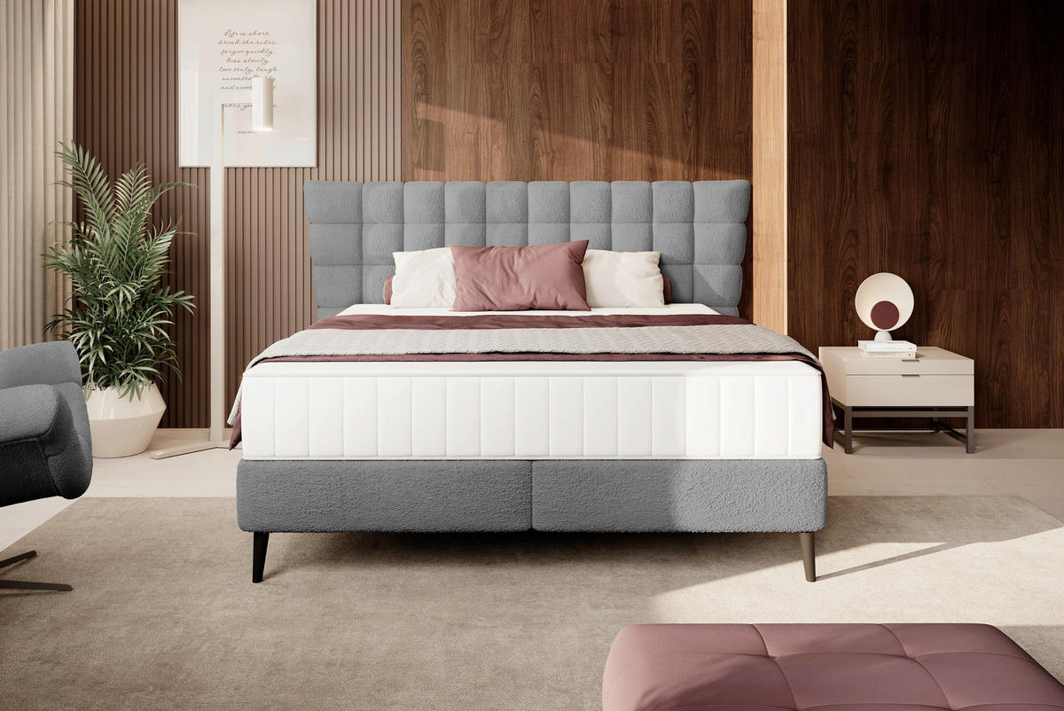 BOXSPRING-ÁGY 180/200 cm  antracit  - fekete/antracit, Design, faalapú anyag/textil (180/200cm) - Esposa