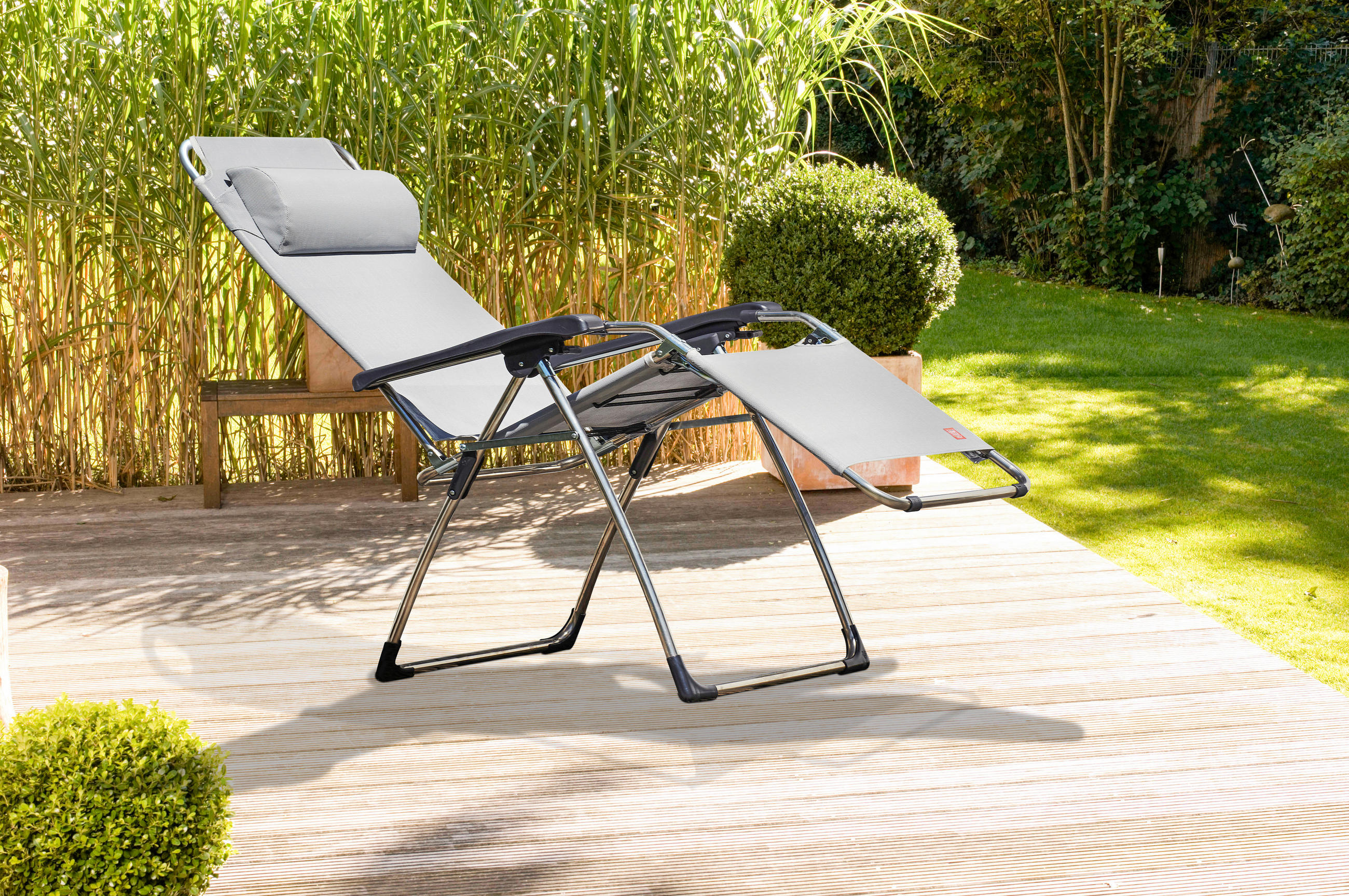 GARTEN-RELAXSESSEL 82/118/66,5 cm  - Taupe/Silberfarben, Design, Textil/Metall (82/118/66,5cm) - FIAM