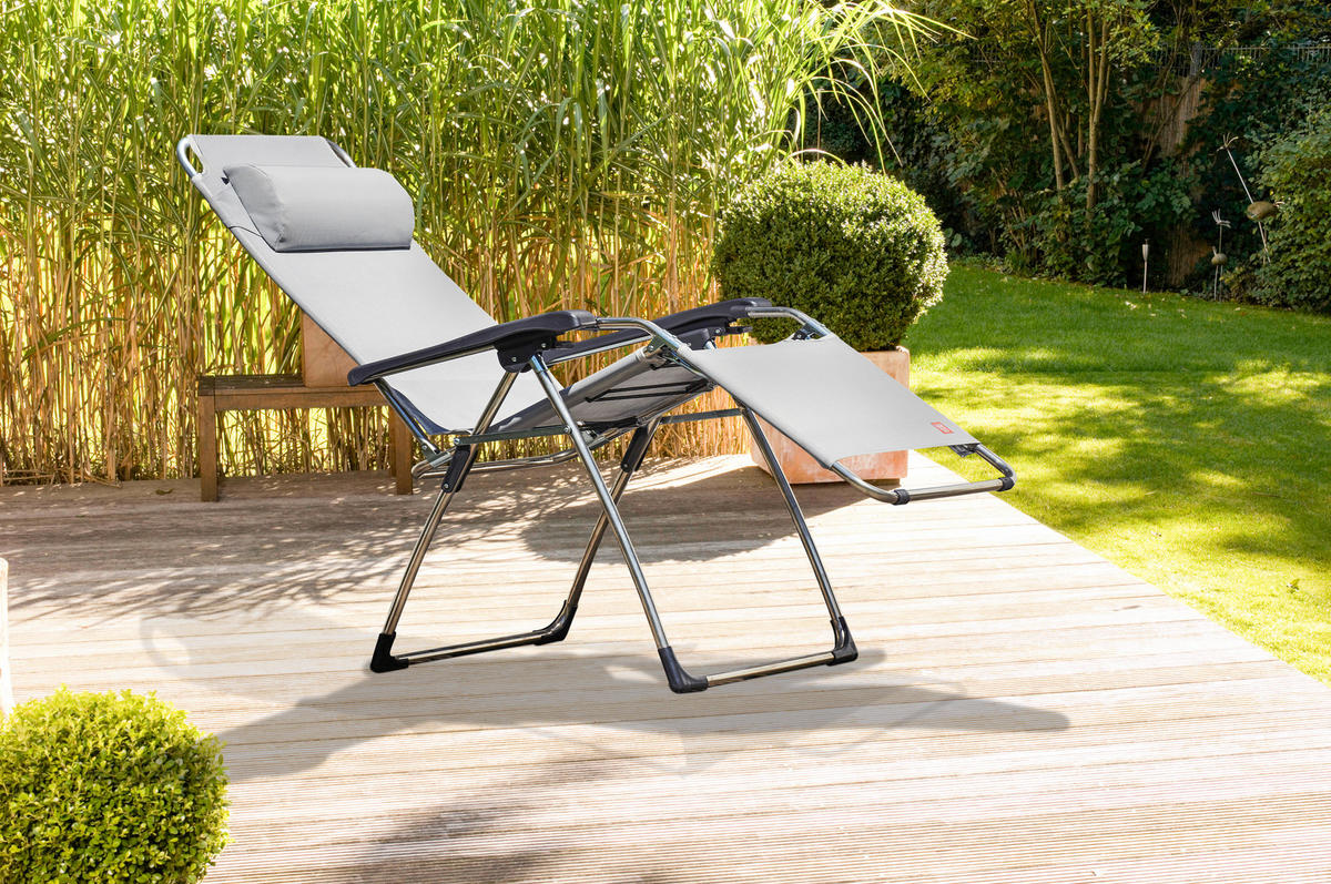 GARTEN-RELAXSESSEL 82/118/66,5 cm  - Taupe/Silberfarben, Design, Textil/Metall (82/118/66,5cm) - FIAM