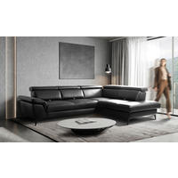 ECKSOFA  in Lederlook Echtleder Schwarz  274/220 cm  - Schwarz, Design, Leder/Textil (274/220cm) - Livetastic