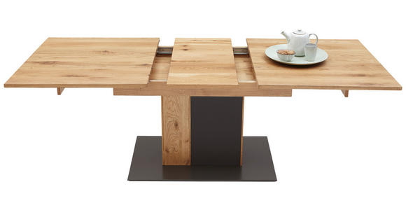 ESSTISCH Anthrazit, Eichefarben rechteckig ausziehbar - Eichefarben/Anthrazit, Natur, Glas/Holz (160-200/90/75,4cm) - Waldwelt