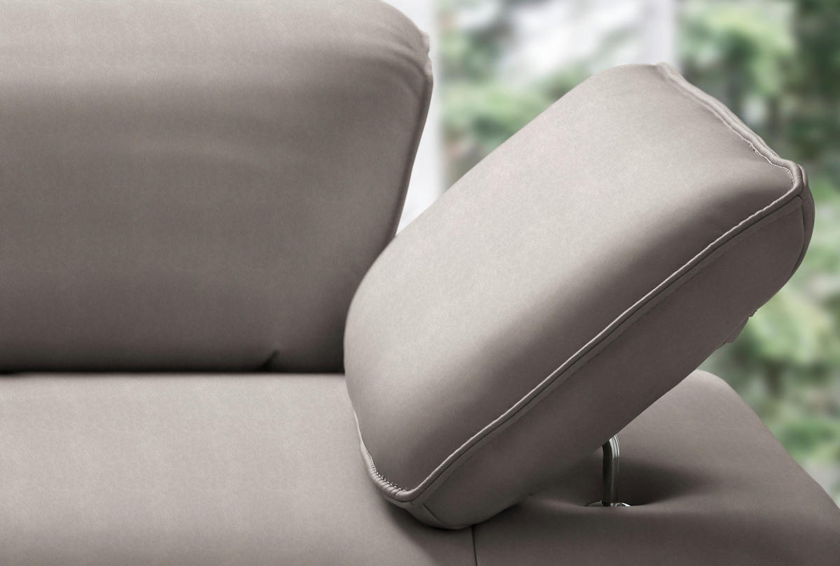 ECKSOFA  in Echtleder Graubraun  230/290 cm  - Anthrazit/Graubraun, Design, Leder/Metall (230/290cm) - Johann Jakob