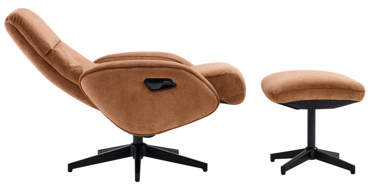 RELAXSESSELSET BASTY Webstoff Hocker    - Rostfarben/Schwarz, Design, Textil/Metall (75/107/77cm) - Livetastic