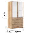 DREHTÜRENSCHRANK in Sonoma Eiche - Sonoma Eiche, Design, Glas/Holzwerkstoff (101/197/60cm) - Novel