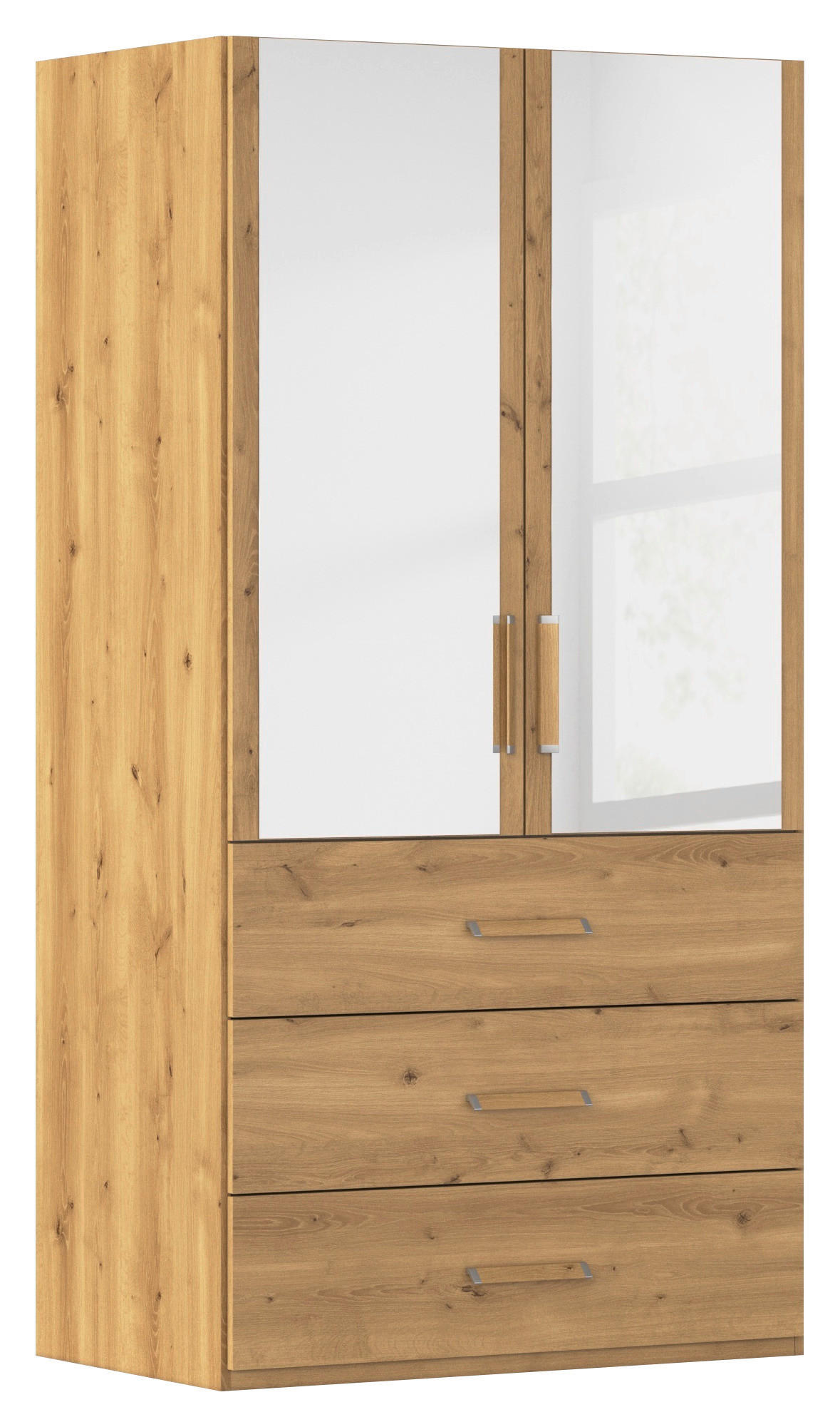 DREHTÜRENSCHRANK 101/197/60 cm 2-türig Eichefarben  - Eichefarben, Design, Glas/Holzwerkstoff (101/197/60cm) - Novel