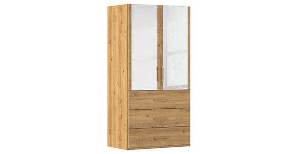 DREHTÜRENSCHRANK in Eichefarben - Eichefarben, Design, Glas/Holzwerkstoff (101/197/60cm) - Novel