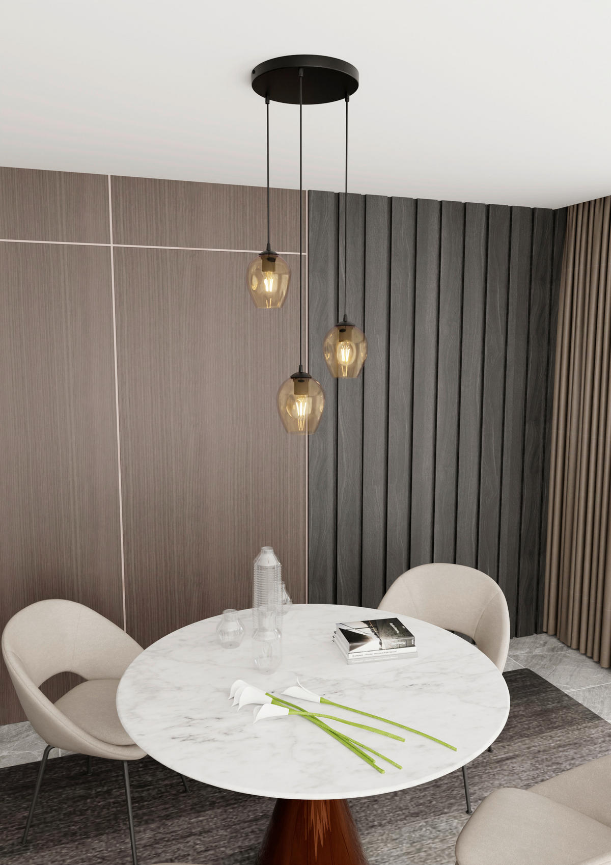 HÄNGELEUCHTE  40/40/100 cm    - Schwarz, KONVENTIONELL, Glas/Metall (40/40/100cm)