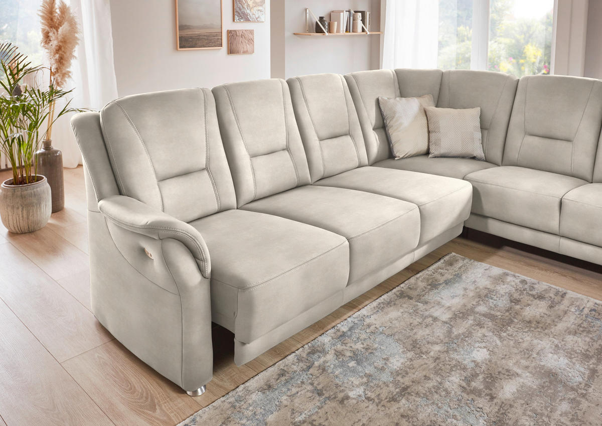 ECKSOFA in Mikrofaser Creme  - Beige/Creme, Konventionell, Textil/Metall (275/223cm) - Beldomo Comfort