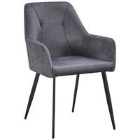 STOLIČKA S PODRÚČKAMI, železo, tkaná textília, sivá, čierna - čierna/sivá, Design, kov/textil (57/87/59cm) - Carryhome