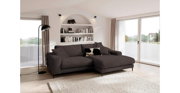 ECKSOFA  in Flachgewebe Braun  253/177 cm  - Schwarz/Braun, Design, Textil/Metall (253/177cm) - Dieter Knoll