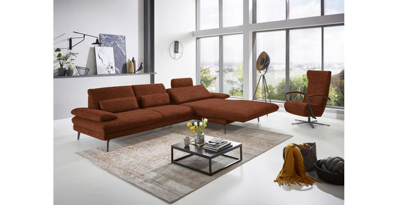 ECKSOFA in Velours Kupferfarben 310/180 cm - Schwarz/Kupferfarben, Design, Textil/Metall (310/180cm) - Dieter Knoll
