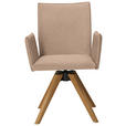 ARMLEHNSTUHL  in Lederlook  - Eichefarben/Beige, KONVENTIONELL, Holz/Textil (64/91/61cm) - Moderano