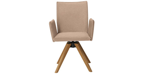 ARMLEHNSTUHL in Holz, Textil Eichefarben, Beige  - Eichefarben/Beige, KONVENTIONELL, Holz/Textil (64/91/61cm) - Moderano