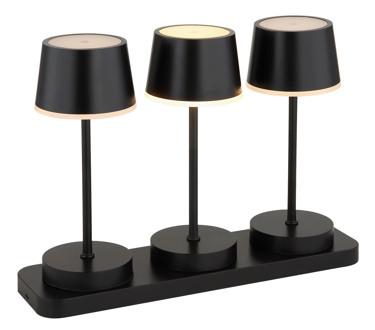 AKKU-TISCHLEUCHTE Dawson 8,3/20 cm  - Opal/Schwarz, Design, Kunststoff/Metall (8,3/20cm) - Globo