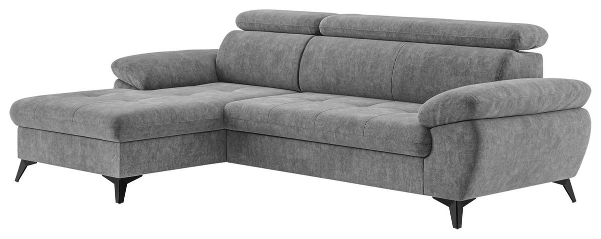 ECKSOFA in Grau  - Schwarz/Grau, Textil/Metall (166/261cm) - MID.YOU