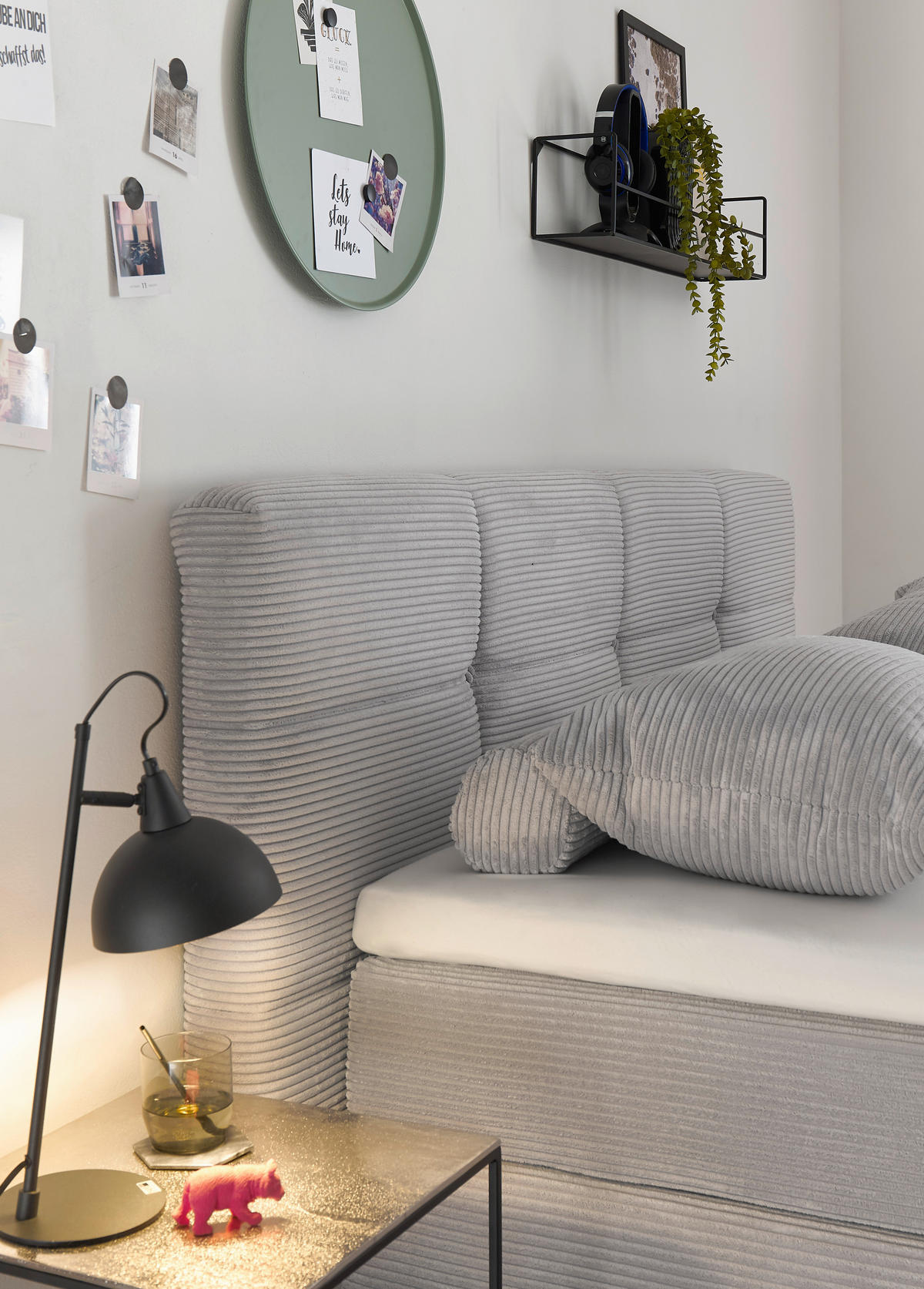 BOXSPRINGBETT 180/200 cm  in Grau  - Schwarz/Grau, KONVENTIONELL, Textil/Metall (180/200cm) - SetOne by Musterring