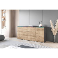 ŠIROKÁ KOMODA, antracitová, barvy dubu košíčkatého, 150/67,9/39,5 cm - šedá/barvy dubu košíčkatého, Trend, kompozitní dřevo/plast (150/67,9/39,5cm)