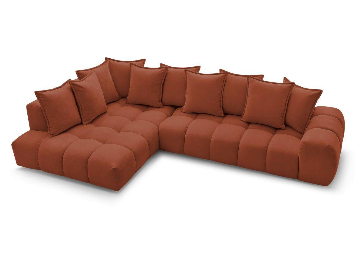 ECKSOFA Ottomane links  EVEREST Orange Struktur  - Schwarz/Orange, MODERN, Kunststoff/Textil (210/352cm) - Livetastic