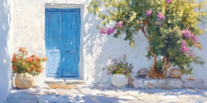 Euroart Leinwandbild Greek Ambience X Mehrfarbig 20x40 cm