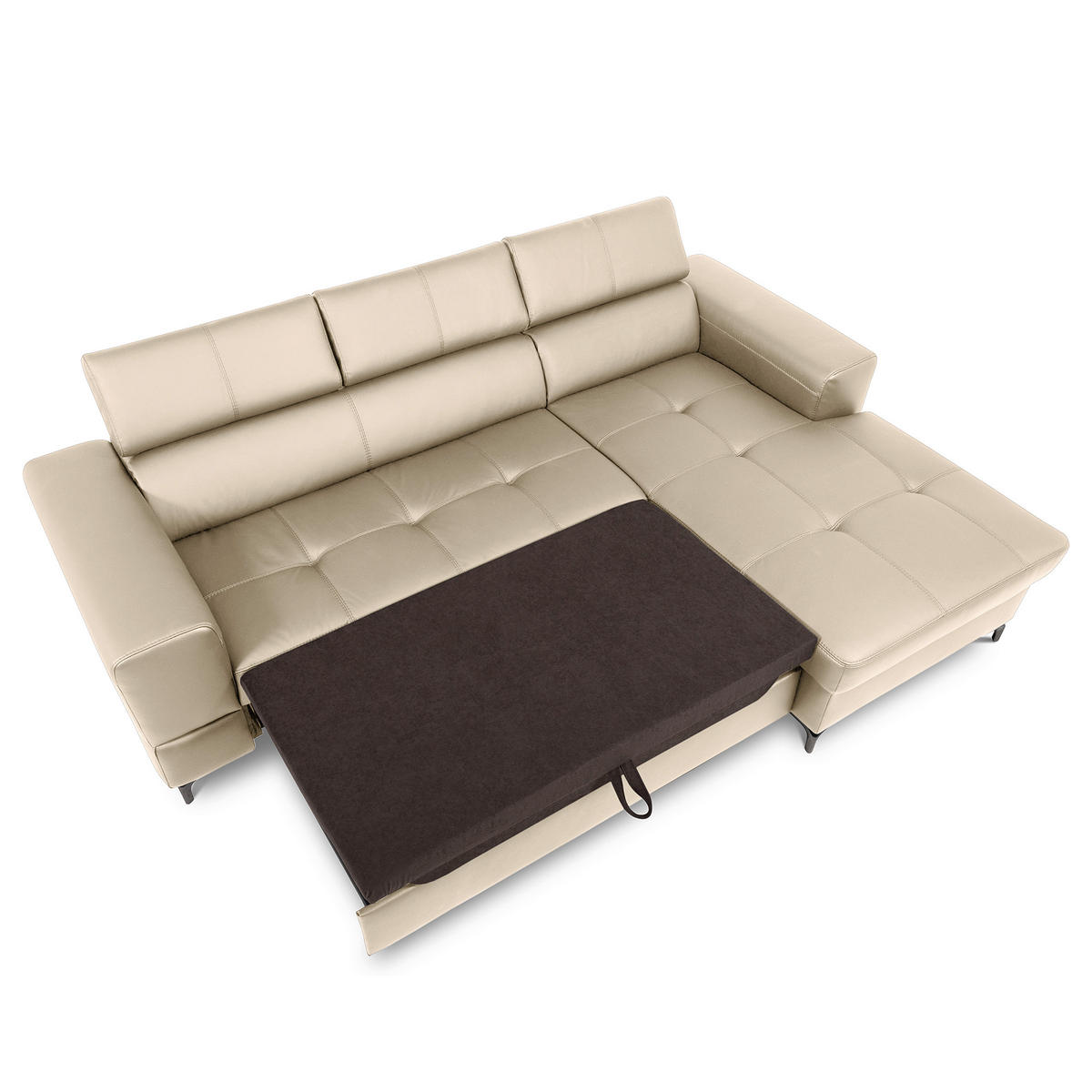 ECKSOFA Grau Echtleder Lederlook  - Schwarz/Grau, Design, Leder/Textil (247/173cm) - Livetastic