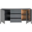 SIDEBOARD in 166/76,3/41,5 cm - Schwarz/Grau, Design, Glas/Holzwerkstoff (166/76,3/41,5cm) - Novel