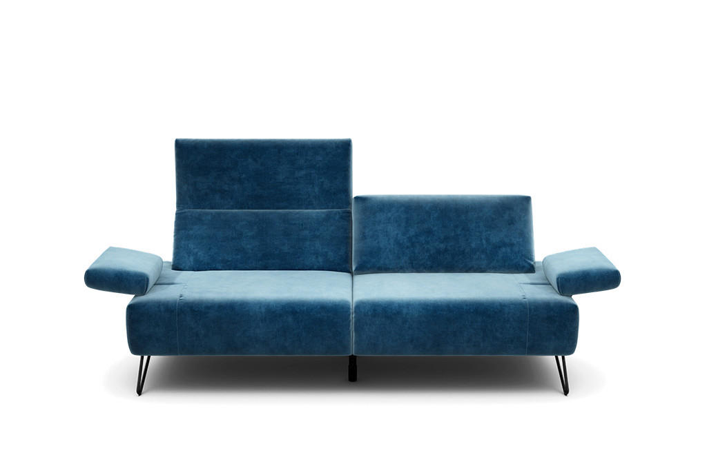 2,5-SITZER Samt Blau  - Blau/Schwarz, Design, Textil/Metall (204-234/85/86-94cm) - SENSOO