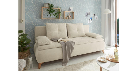 SCHLAFSOFA Webstoff Creme  - Eichefarben/Creme, Design, Kunststoff/Textil (202/94/104cm) - Carryhome