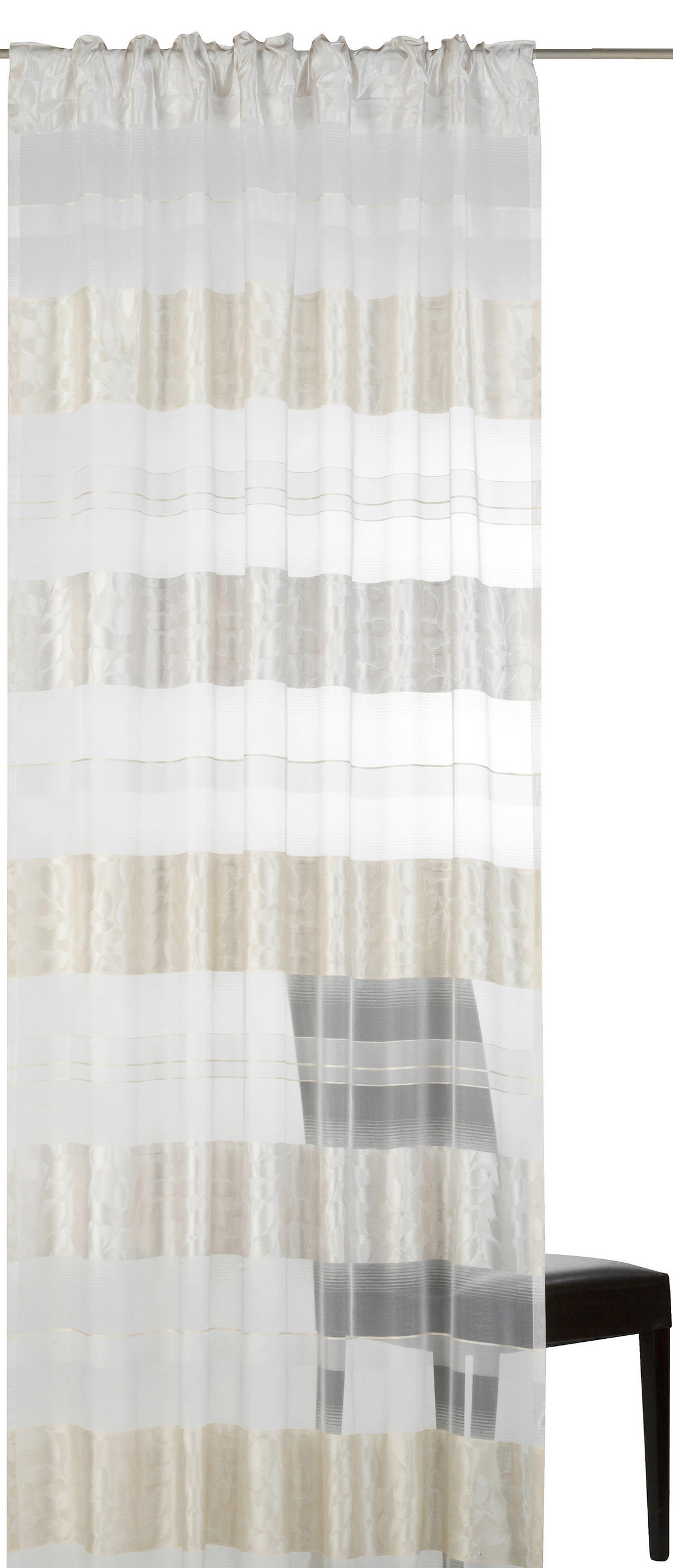 SCHLAUFENSCHAL  halbtransparent   140/255 cm 2 Stück  - Weiß, Basics, Textil (140/255cm)