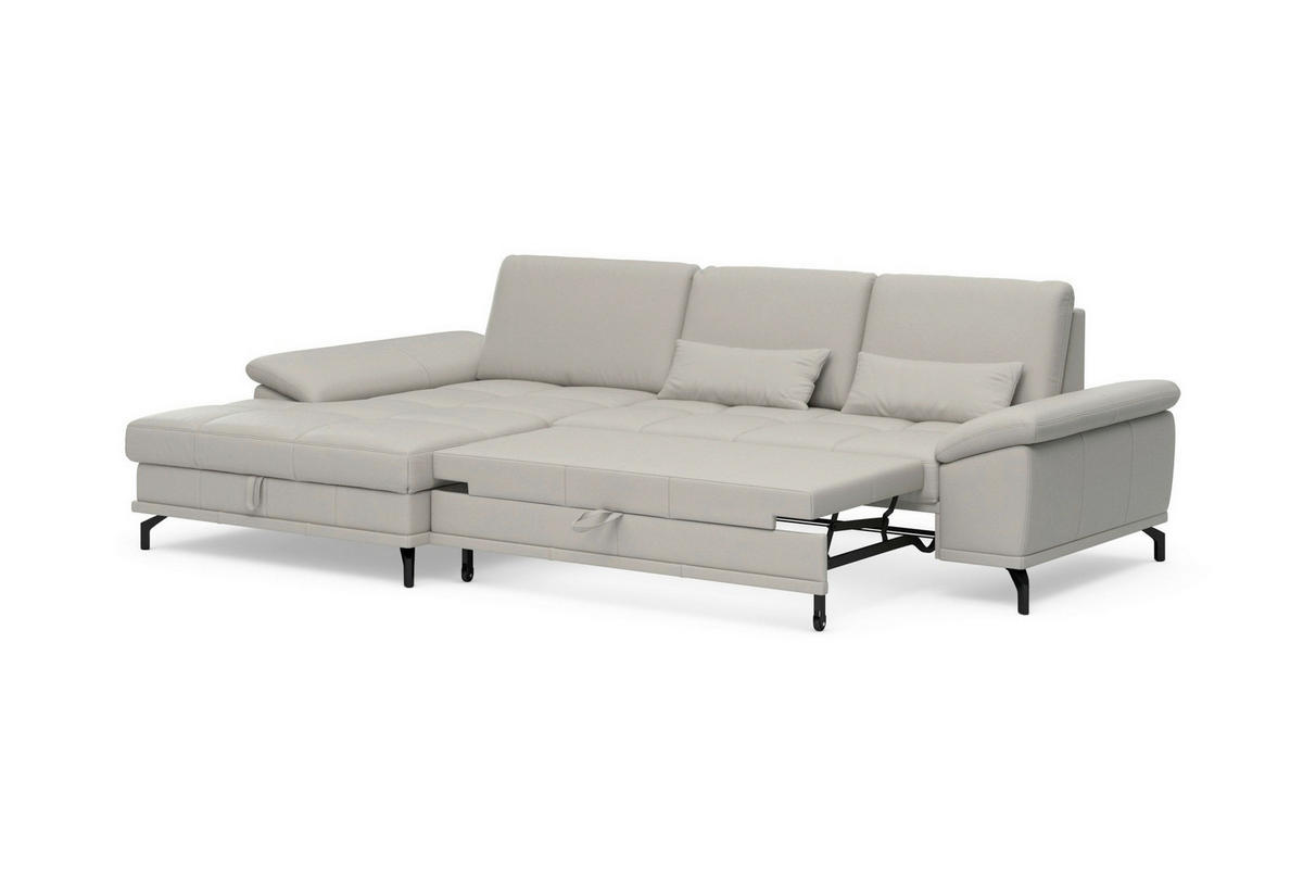 ROHOVÁ SEDAČKA, kůže, světle šedá - černá/světle šedá, Basics, kov/kůže (176/301cm) - Sit & More