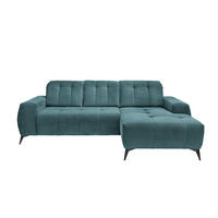 ECKSOFA in Cord Petrol  - Petrol/Schwarz, Modern, Textil/Metall (258/180cm) - Livetastic