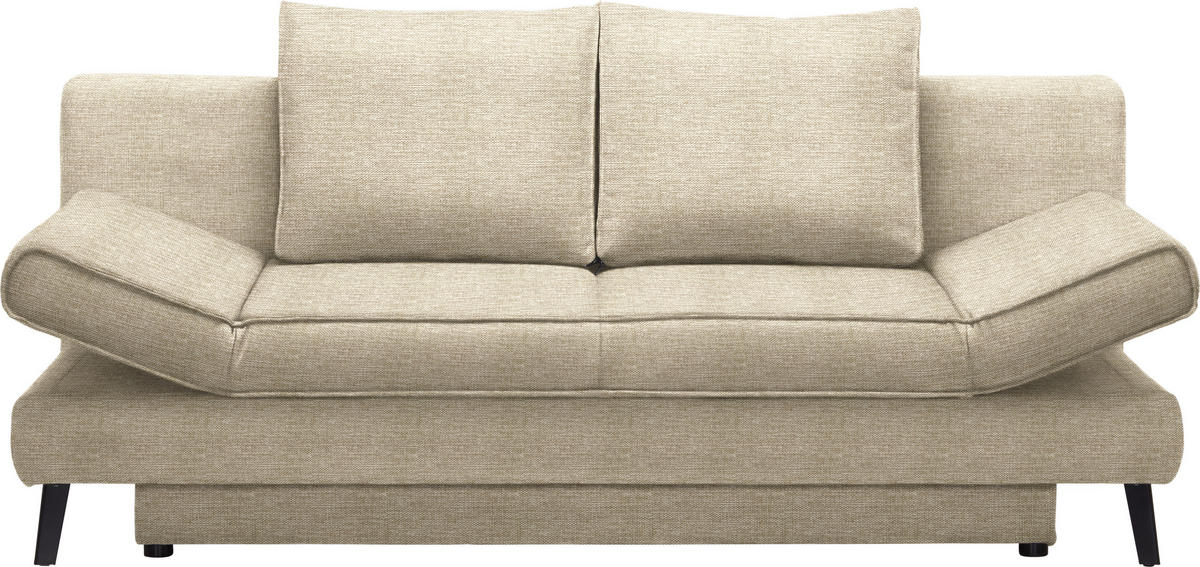 SCHLAFSOFA in Webstoff Beige  - Beige/Schwarz, Design, Textil/Metall (200/85/90cm) - Xora