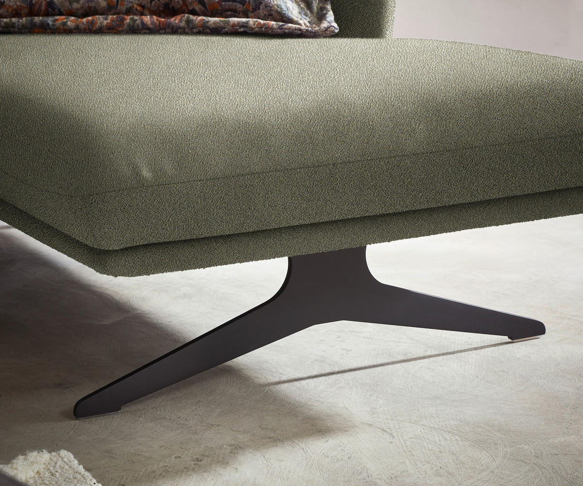 ECKSOFA in Flachgewebe Greige  - Greige/Schwarz, Design, Textil/Metall (259/152cm) - Dieter Knoll
