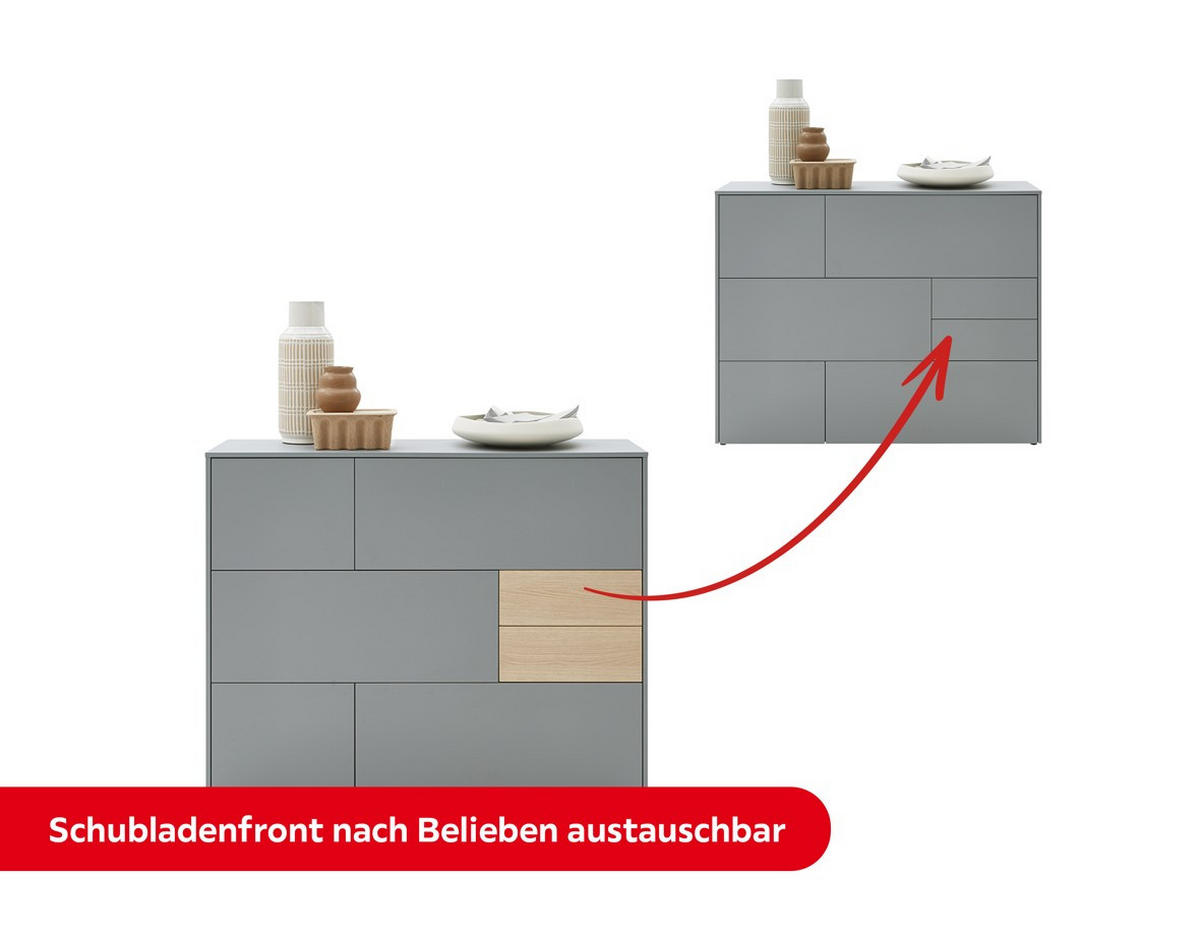HIGHBOARD  in 139/109/41 cm  - Eichefarben/Schwarz, Design, Holzwerkstoff/Kunststoff (139/109/41cm) - Voleo