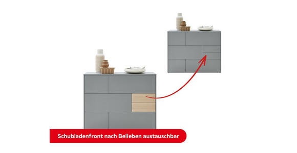 HIGHBOARD  in 139/109/41 cm  - Eichefarben/Schwarz, Design, Holzwerkstoff/Kunststoff (139/109/41cm) - Voleo