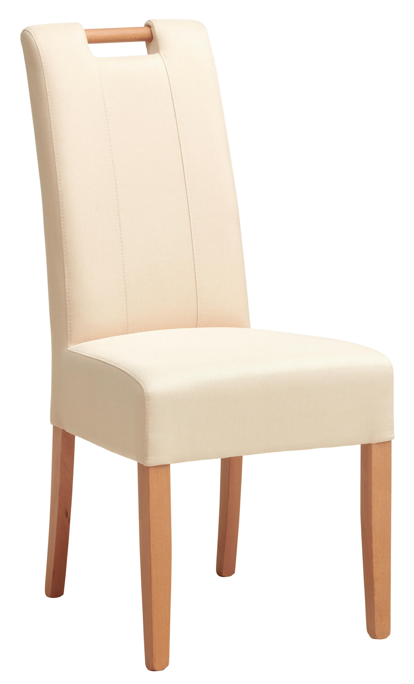 Scaun din lemn, textil, bej