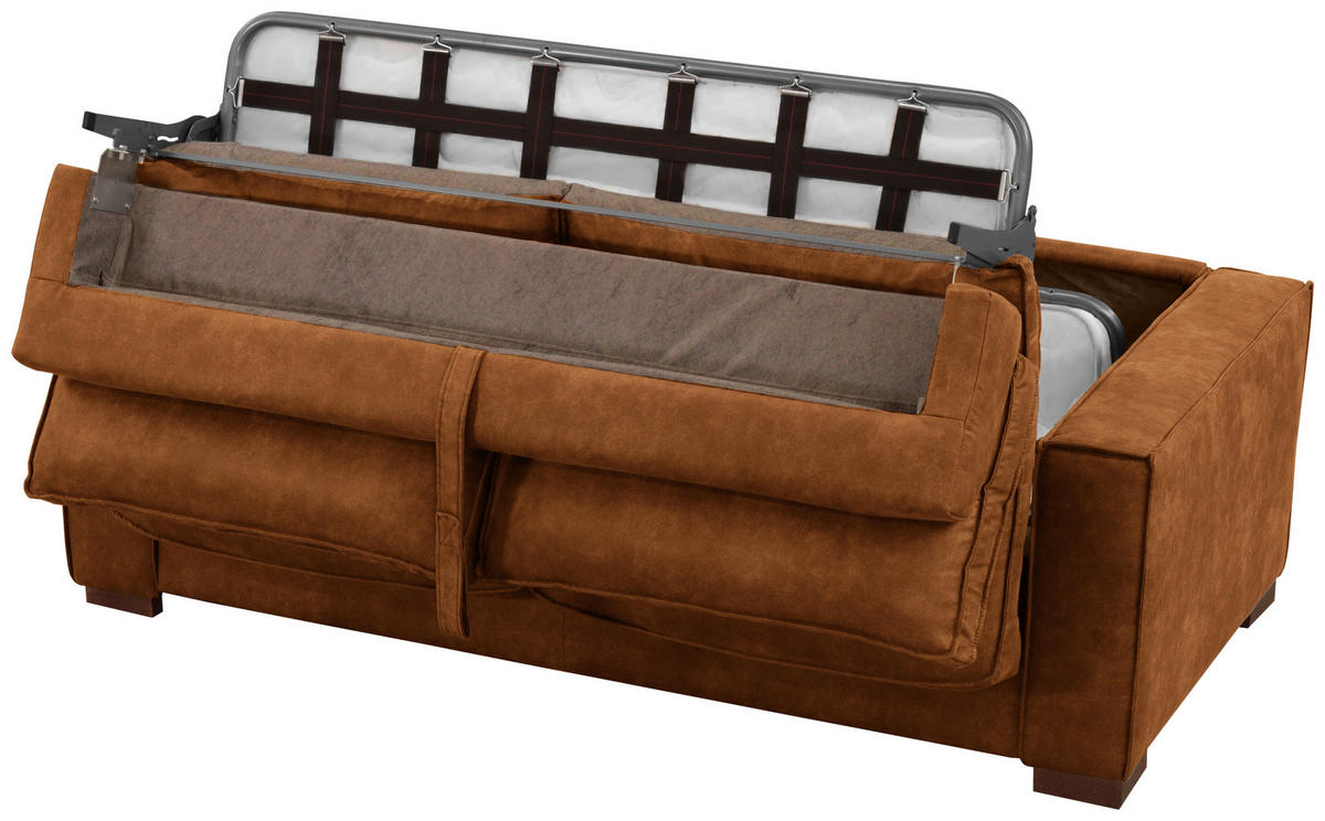 SCHLAFSOFA in Mikrofaser Cognac  - Cognac/Dunkelbraun, Design, Holz/Textil (203/85/99cm) - MID.YOU