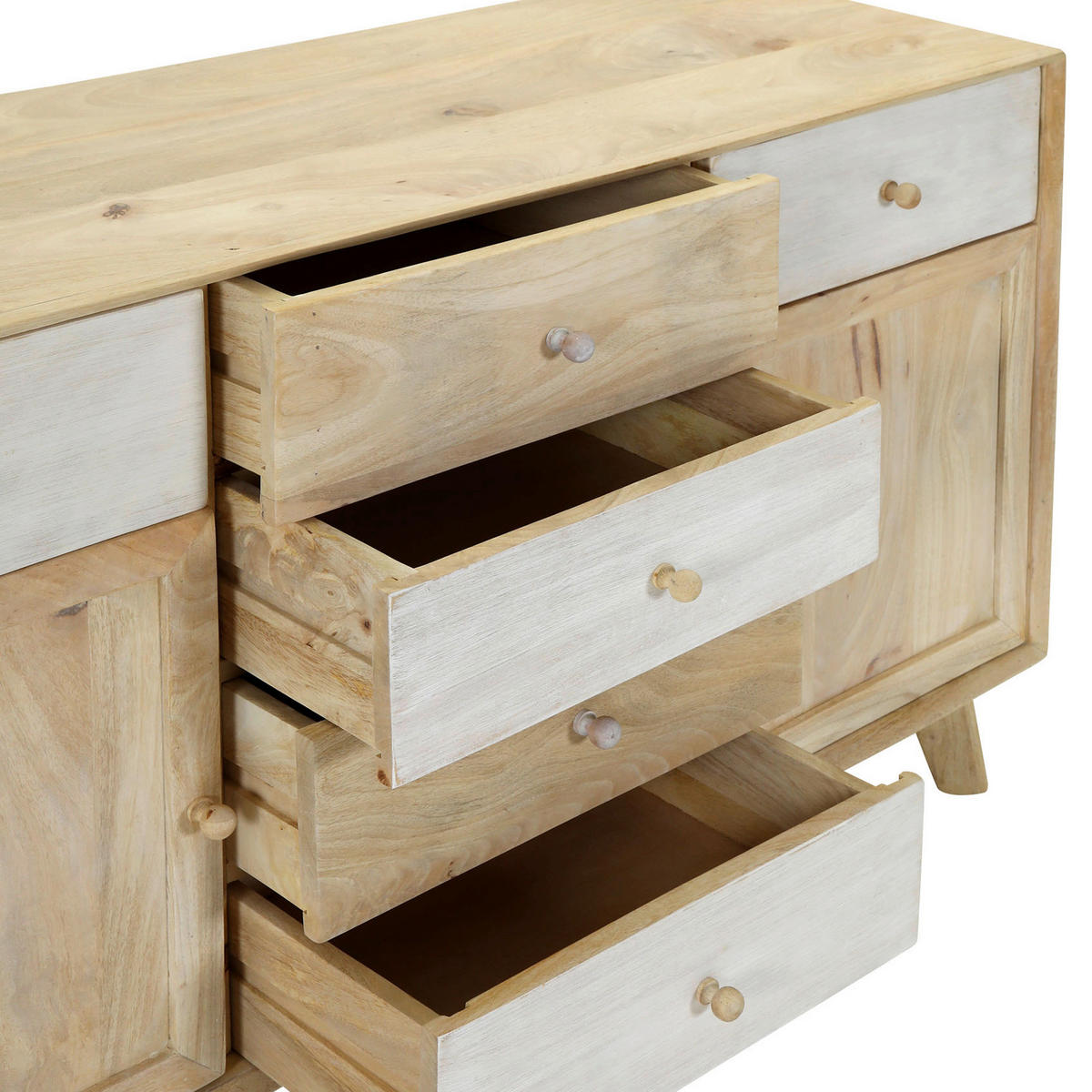 SIDEBOARD Kata  in 140/80/41 cm  - Naturfarben/Weiß, Design, Holz (140/80/41cm) - Landscape