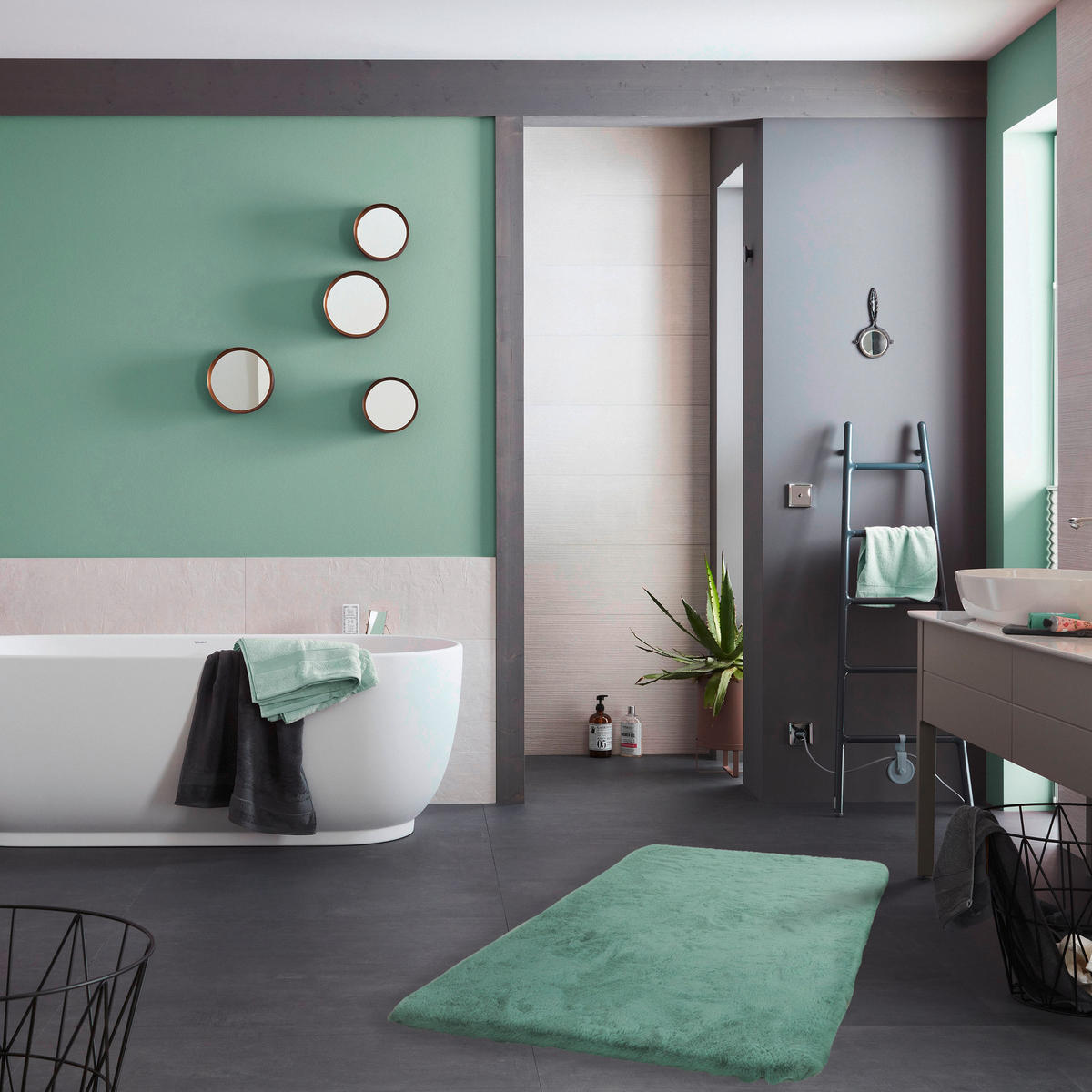 BADTEPPICH Mintgrün 60/90 cm  - Mintgrün, Basics, Textil (60/90cm) - Schöner Wohnen