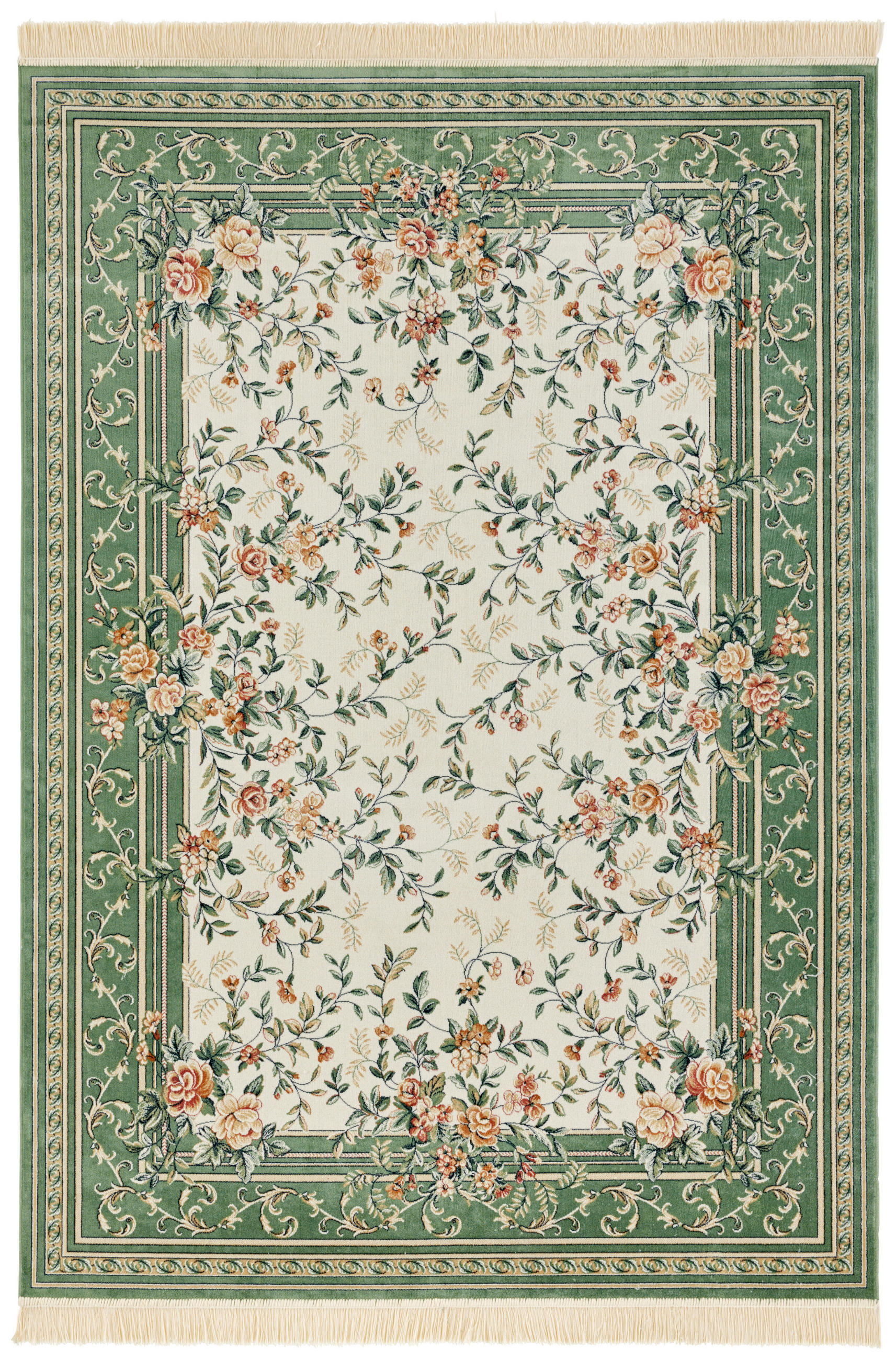 VINTAGE-TEPPICH 95/140 cm Naveh Creme, Hellgrün  - Creme/Hellgrün, Basics, Textil (95/140cm)
