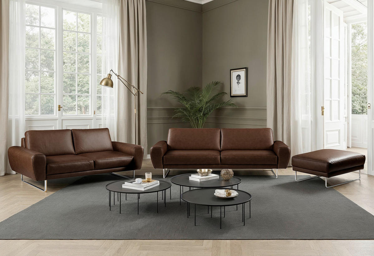 DVOSJED koža  boje kroma, tamno smeđa    - tamno smeđa/boje kroma, Design, koža/metal (177/85/92cm) - Livetastic