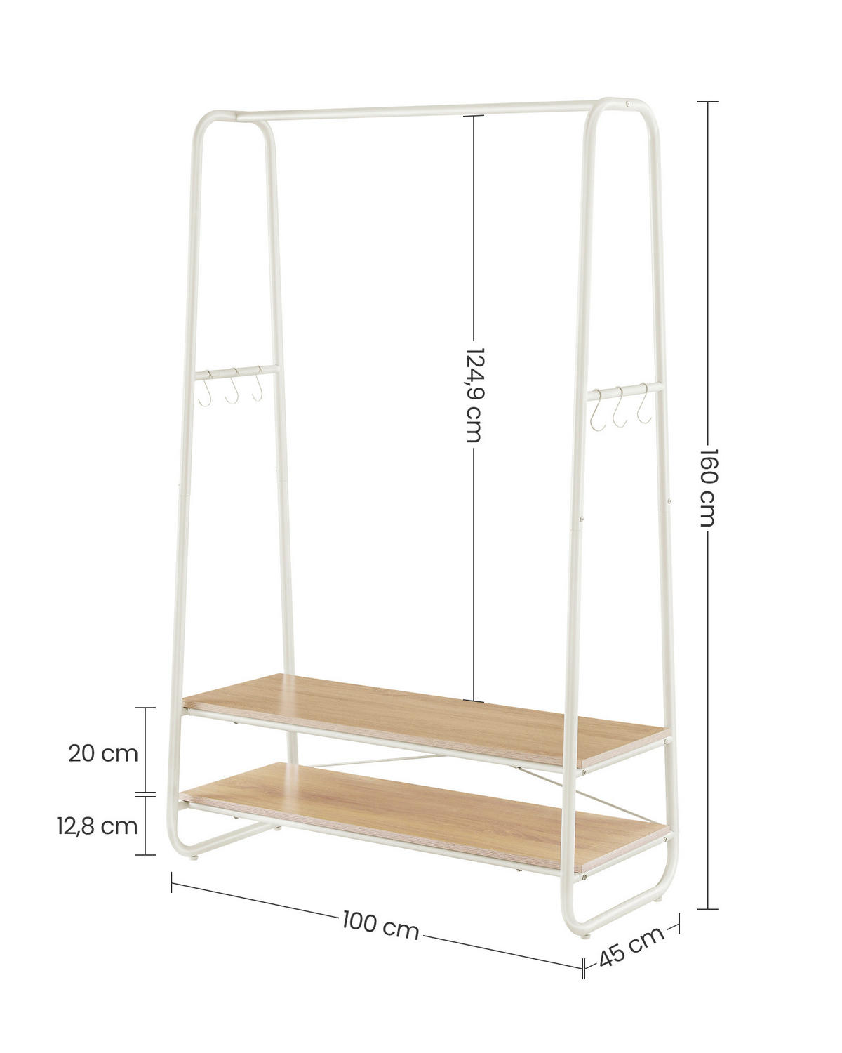 VEŠIAK NA ODEVY - svetlohnedá/biela, Trend, kov/kompozitné drevo (100/160/45cm) - MID.YOU