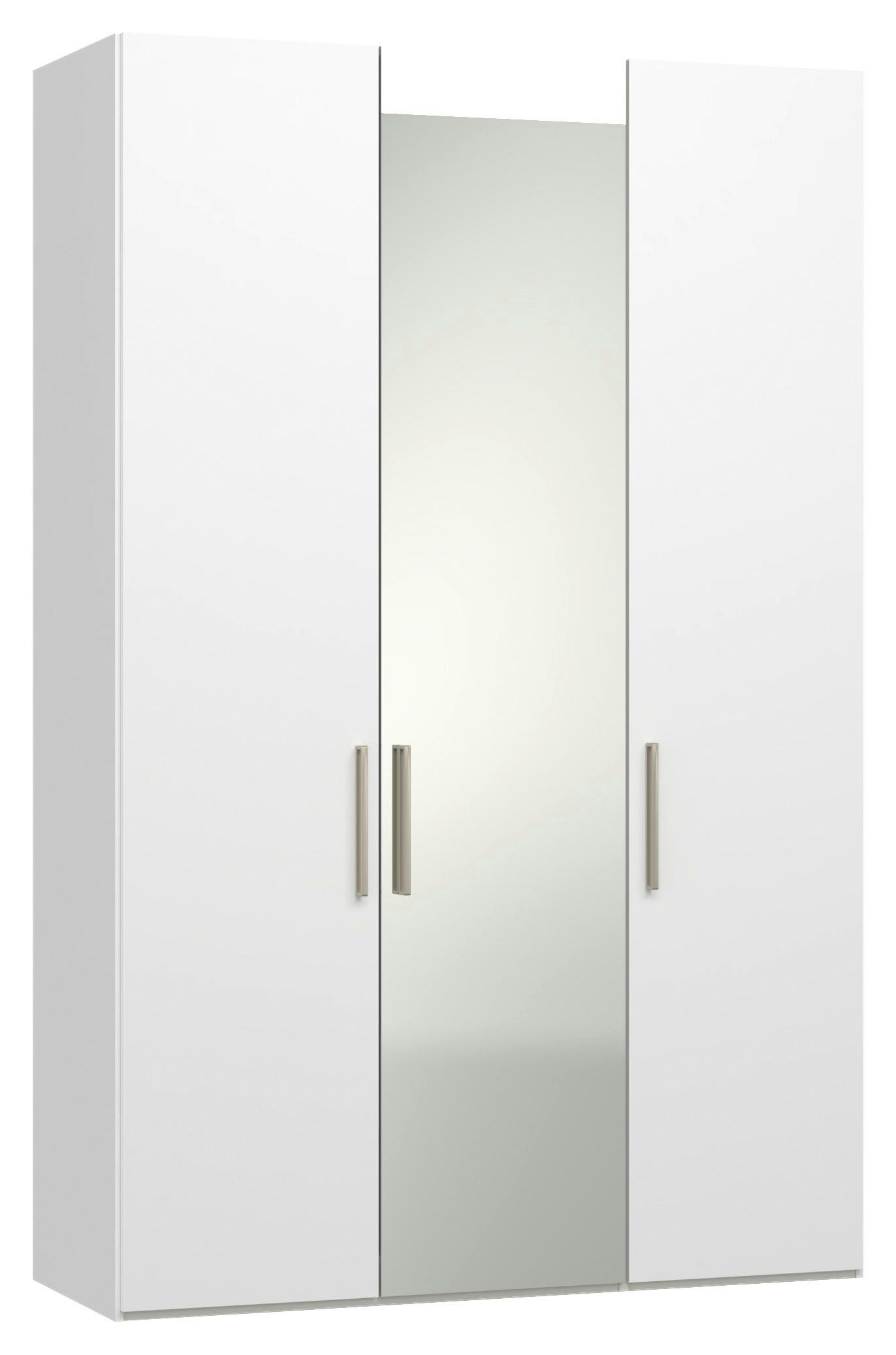 DREHTÜRENSCHRANK 152/236/59 cm,  in Weiß, 3-türig  - Edelstahlfarben/Weiß, Design, Glas/Holzwerkstoff (152/236/59cm) - Jutzler